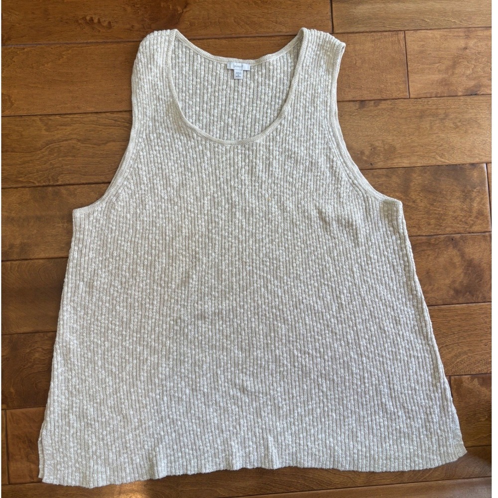 Pure Jill J Jill Women 3X Sweater Tank‎ Top Beige Cotton Textured Knit Scoop